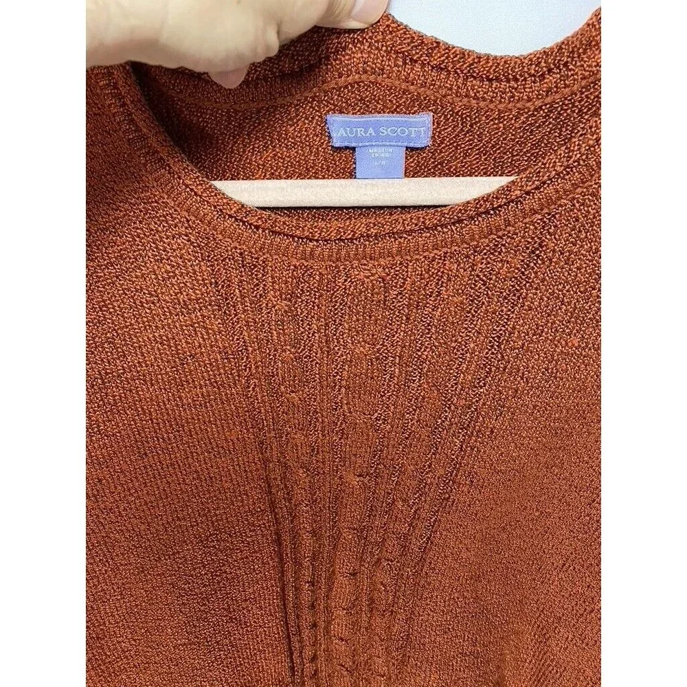 Laura Scott Sweater Womens‎ Large Orange Round Neck Long Sleeve Pullover Ladies.